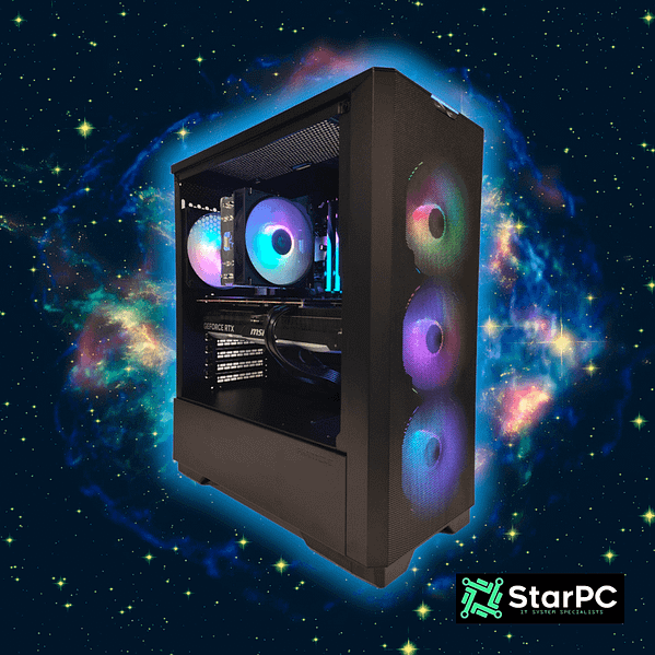 Colorful computer case from 'Star PC'. Showcasing high-quality components for reliable gaming PCs.